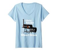 Femme Je ne fume que lorsque je bois T-Shirt avec Col en V