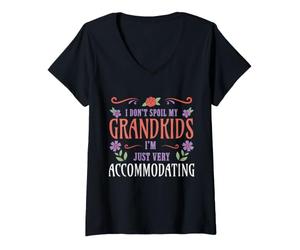 Femme Je ne gâte Pas Mes Petits-Enfants, Je me contente d'accueillir Mes Grands-Parents T-Shirt avec Col en V