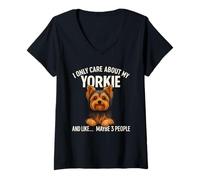 Femme Je ne m'intéresse qu'à Mon Chien Yorkie Sarcastic Yorkshire Terrier T-Shirt avec Col en V