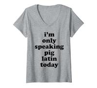 Femme Je ne Parle Que du Latin Cochon Aujourd'hui, langage codé des années 80 et 90 T-Shirt avec Col en V