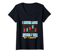 Femme Je ne perds jamais Le Cadeau de négociant en Actions I/Win T-Shirt avec Col en V