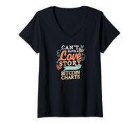 Femme Je ne peux pas aimer sans graphiques Bitcoin T-Shirt avec Col en V
