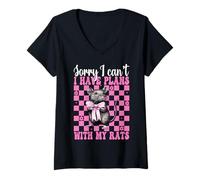 Femme Je ne peux pas avoir de projets avec mes rats, drôle de fille, maman, souris T-Shirt avec Col en V