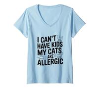 Femme Je ne Peux Pas Avoir d'enfants Mes Chats sont allergiques et Aiment Les Chats drôles T-Shirt avec Col en V