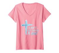 Femme Je ne Peux Pas mais Je connais Un Gars Jesus Cross Funny Christian T-Shirt avec Col en V