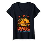 Femme Je ne peux pas résister aux tacos. Meme de tacos drôle et mignon pour les amateurs de nourriture T-Shirt avec Col en V