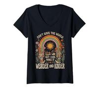 Femme Je ne Peux Pas sauver Le Monde, mais Je Peux Le Rendre Plus étrange et Plus Gentil T-Shirt avec Col en V