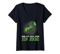 Femme Je ne Peux Pas t'entendre, Je Joue à Un Jeu vidéo. T-Shirt avec Col en V