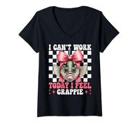 Femme Je ne Peux Pas Travailler Aujourd'hui, Je me Sens Crappie Fish Crappie Fishing Girl T-Shirt avec Col en V