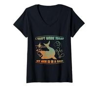 Femme Je ne peux pas travailler aujourd'hui, mon bras est dans un casting, dicton amusant : la pêche T-Shirt avec Col en V