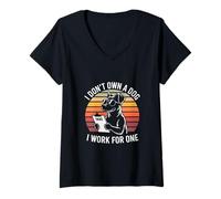 Femme Je ne possède Pas de Chien, Je Travaille pour Un T-Shirt avec Col en V