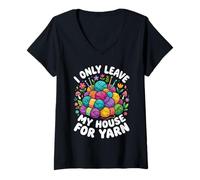 Femme Je ne quitte ma Maison Que pour Tricoter et Crocheter T-Shirt avec Col en V