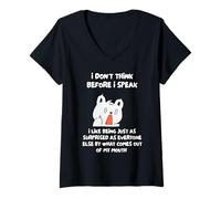 Femme Je Ne Réfléchis Pas Avant De Parler, J'aime Être Tout Aussi T-Shirt avec Col en V