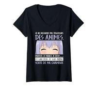 Femme Je Ne Regarde Pas Toujours des Animes Otaku Japonais T-Shirt avec Col en V
