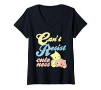 Femme Je Ne Résiste Pas Aux Chats Kawaii Mignons Pastel T-Shirt avec Col en V