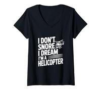 Femme Je ne Ronfle Pas, Je rêve Que Je suis Un hélicoptère T-Shirt avec Col en V