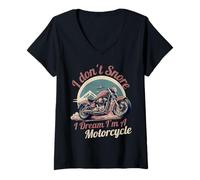 Femme Je ne Ronfle Pas, Je rêve Que Je suis Une Motocycliste rétro T-Shirt avec Col en V