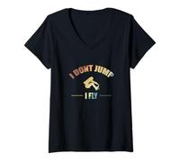 Femme Je ne Saute Pas, Je Vole Athlétisme T-Shirt avec Col en V
