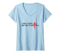 Femme Je ne suis Pas à la Hauteur mais il s'est Tenu Debout, chrétien, Jésus, Foi biblique T-Shirt avec Col en V