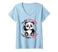 Femme Je ne suis Pas Antisocial, Je ne t'aime Juste Pas, drôle et Antisocial T-Shirt avec Col en V