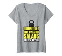 Femme Je ne suis Pas arrivé Ici en Mangeant des salades mais j'essaie T-Shirt avec Col en V