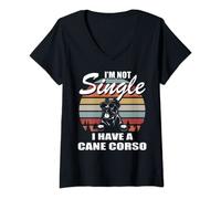 Femme Je ne suis pas célibataire J'ai un Cane Corso T-Shirt avec Col en V