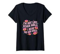 Femme Je ne suis Pas comme Les Autres Filles, Je lis Les Effets Secondaires T-Shirt avec Col en V