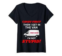 Femme Je ne suis pas effrayant, je dois d'abord me montrer les bonbons T-Shirt avec Col en V