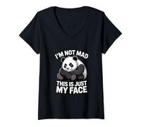 Femme Je ne suis Pas en colère, C'est Juste Mon Visage Panda Mood T-Shirt avec Col en V