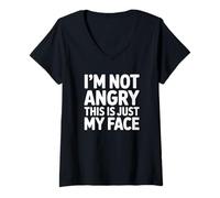 Femme Je ne suis Pas en colère, C'est Juste Mon Visage T-Shirt avec Col en V