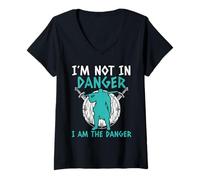 Femme Je ne suis Pas en Danger Je suis Le Danger païen Nordique T-Shirt avec Col en V