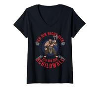 Femme Je ne suis Pas Gros, Je suis Le Design Viking de Schildwall T-Shirt avec Col en V