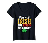 Femme Je ne suis Pas Irlandais mais Embrasse-Moi Quand même T-Shirt avec Col en V