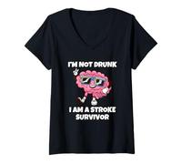Femme Je Ne suis Pas Ivre, J'Ai Survécu À Un Accident Vasculaire T-Shirt avec Col en V