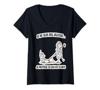 Femme Je Ne suis Pas Jalouse Humour Couple Femme T-Shirt avec Col en V