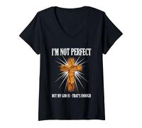 Femme Je ne suis Pas Parfait, mais Mon Dieu, ça Suffit T-Shirt avec Col en V