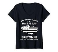 Femme Je Ne Suis Pas Parfaite Mais Je Suis Bretonne Bretagne T-Shirt avec Col en V