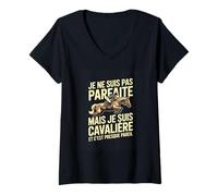 Femme Je Ne suis Pas Parfaite mais Je suis Cavaliere T-Shirt avec Col en V