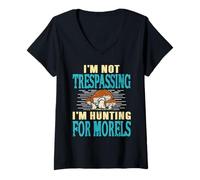 Femme Je ne suis Pas Perdu Je Chasse Les morilles Humour forêt T-Shirt avec Col en V