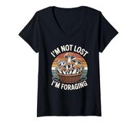 Femme Je ne suis Pas Perdu, Je Cherche des Champignons T-Shirt avec Col en V