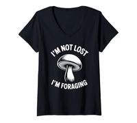 Femme Je ne suis Pas Perdu, Je Cherche Un Champignon mycologue fourrageur T-Shirt avec Col en V