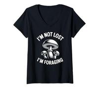 Femme Je ne suis Pas Perdu, Je Cherche Un Champignon mycologue fourrageur T-Shirt avec Col en V
