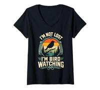 Femme Je ne suis Pas Perdu, Je suis en Train d'observer Les Oiseaux T-Shirt avec Col en V