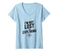 Femme Je ne suis Pas Perdu, j'explore Les Voyages d'aventure T-Shirt avec Col en V