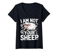 Femme Je ne suis pas ton mouton : drôle de rébellion T-Shirt avec Col en V