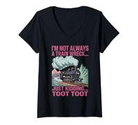 Femme Je ne suis Pas Toujours Un Accident de Train, Je plaisante, Toot Toot Women T-Shirt avec Col en V