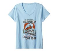 Femme Je ne suis Pas Toujours Un Accident de Train, Je plaisante trop T-Shirt avec Col en V
