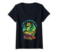 Femme Je ne suis Pas Un Rat de bibliothèque, Je suis Un Dragon de Livres T-Shirt avec Col en V