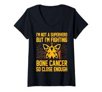 Femme Je ne suis Pas Un Super héros mais Je Combat Le Cancer des os de si près T-Shirt avec Col en V
