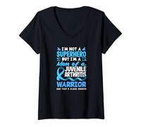 Femme Je ne suis Pas Un Super héros mais la mère d'un Jeune Guerrier de l'arthrite T-Shirt avec Col en V